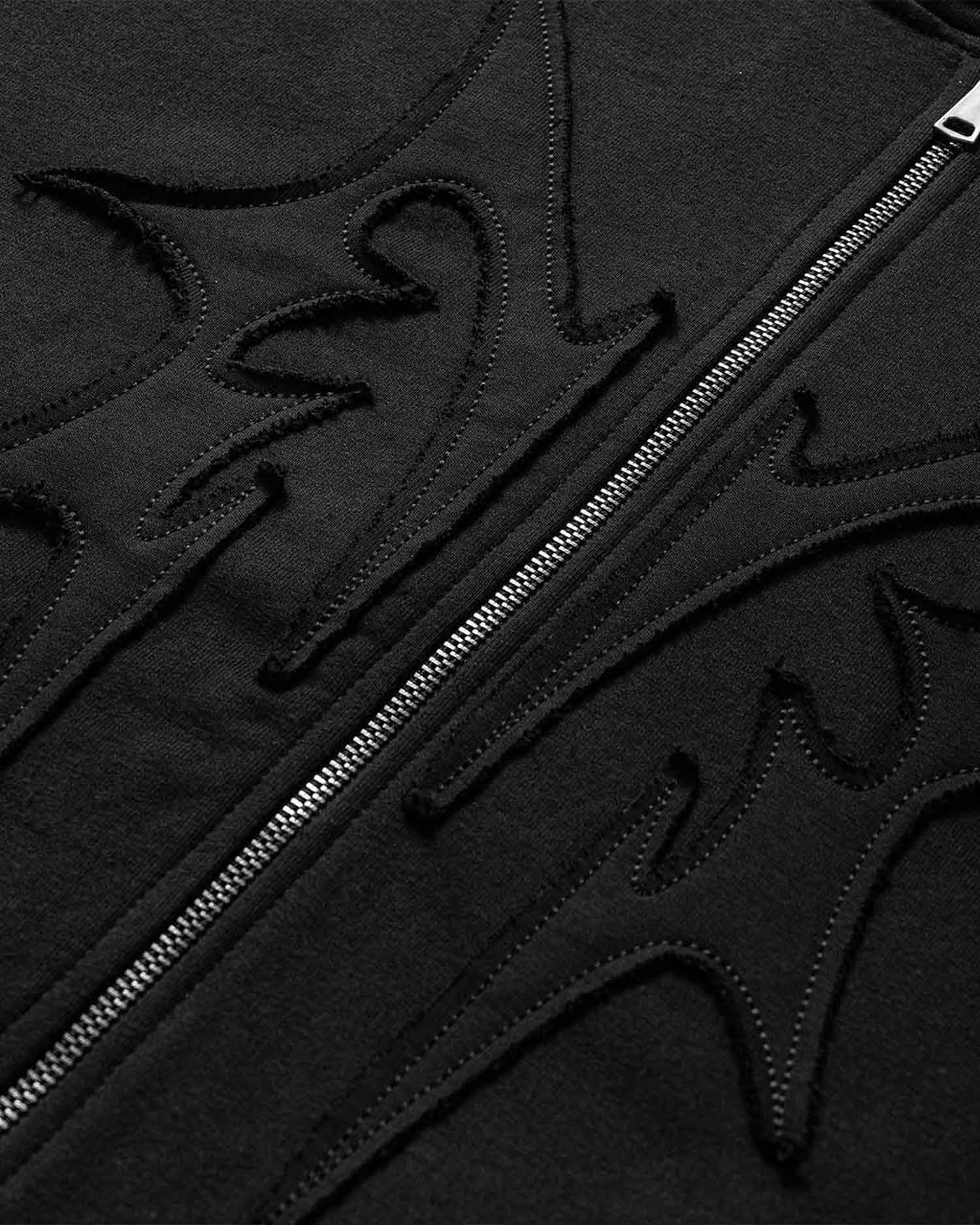 Distressed M zip hoodie